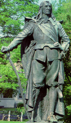 Het standbeeld van gouverneur Stuyvesant in New York